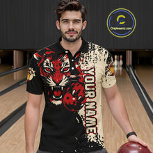 Load image into Gallery viewer, Black&Red Tiger Bowling Shirts for Team Women Men Custom Bowling Polo & 1/4 Zip Shirt MBL185
