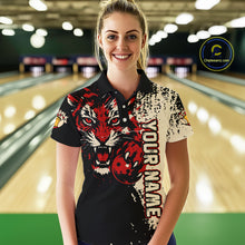 Load image into Gallery viewer, Black&Red Tiger Bowling Shirts for Team Women Men Custom Bowling Polo & 1/4 Zip Shirt MBL185