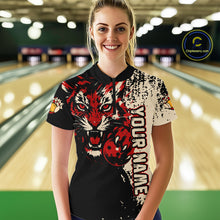 Load image into Gallery viewer, Black&Red Tiger Bowling Shirts for Team Women Men Custom Bowling Polo & 1/4 Zip Shirt MBL185