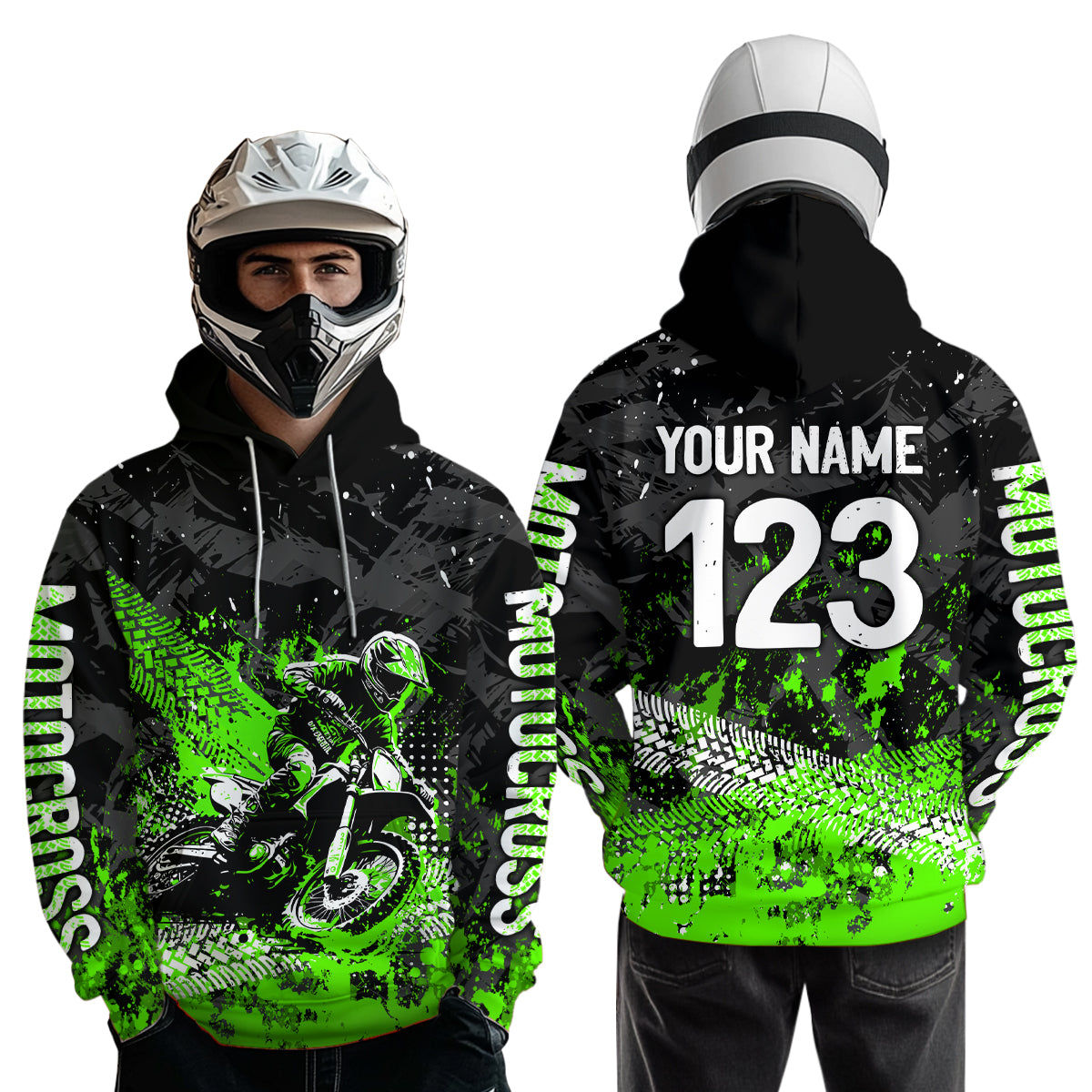 Custom Green Motocross Jersey Hoodie Kid Men Women Youth Dirt Bike Motorcycle Hoodie HOT37