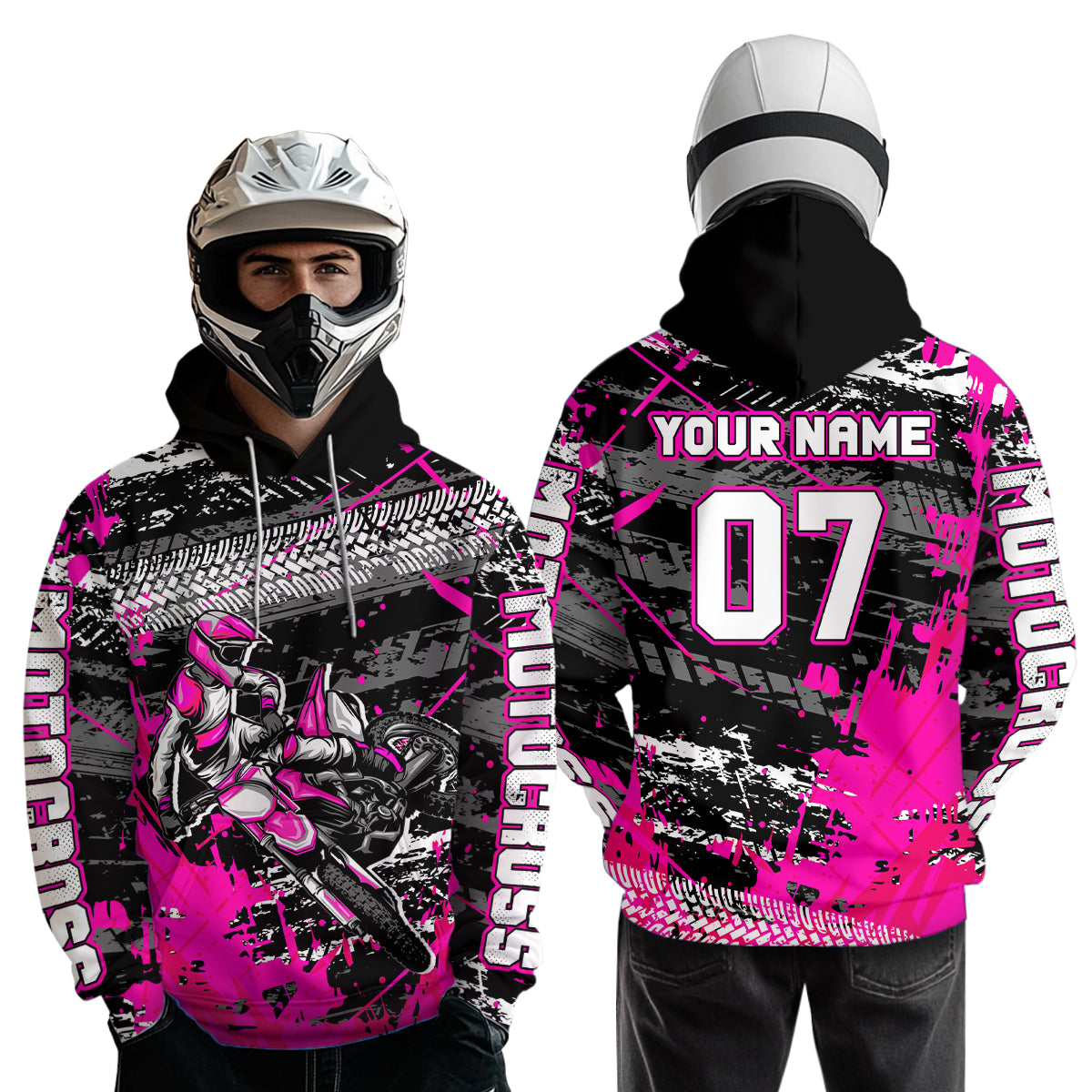 Custom Pink Racing Motocross Hoodie for Kid Men Women Dirt Bike Motorcycle Hoodie HOT40