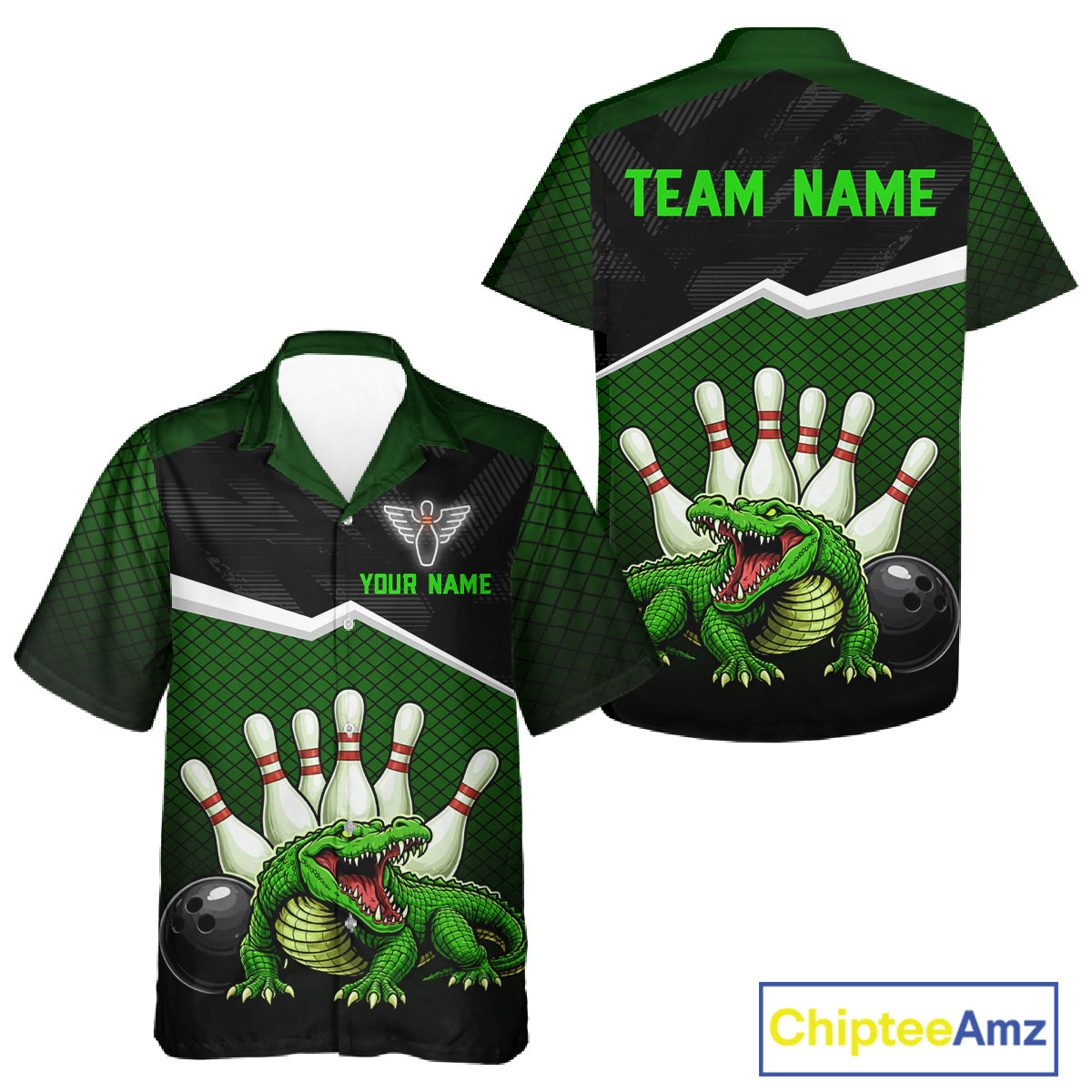 Custom Funny Crocodile Hawaiian Bowling Jersey for Men Women Bowling Team Shirts Bowling League HNT207