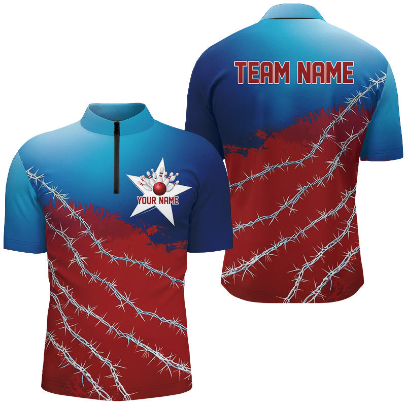 Custom Texas Bowling Shirts For Men, Barbed Wire Texas Bowling Team Shirt Bowler Outfit IPHW7551