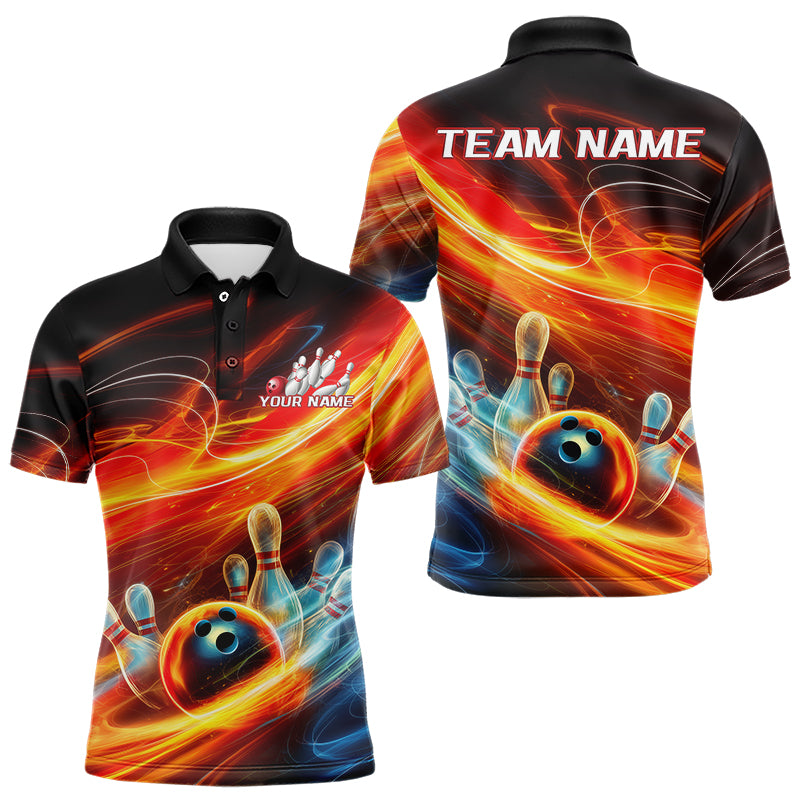 Custom Colorful Bowling Polo Shirts For Men, Galaxy Bowling Team Uniform IPHW8025