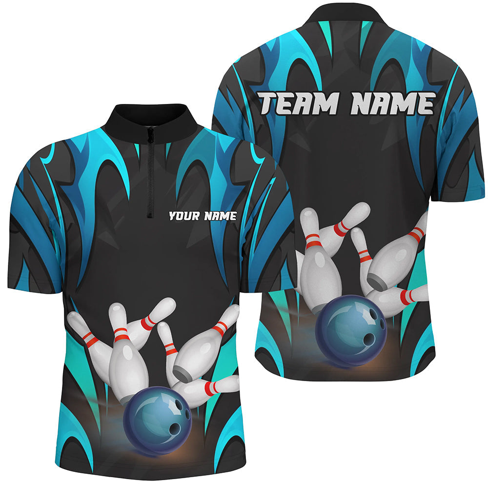 Black And Blue Customize Bowling Shirts For Men Team Jerseys Gifts For Bowlers IPHW7107