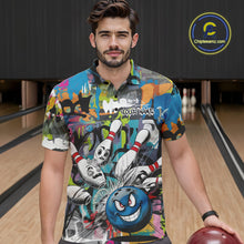 Load image into Gallery viewer, Custom Funny Graffity Bowling Polo Shirts For Men, Bowling Team Shirt IPHW9381
