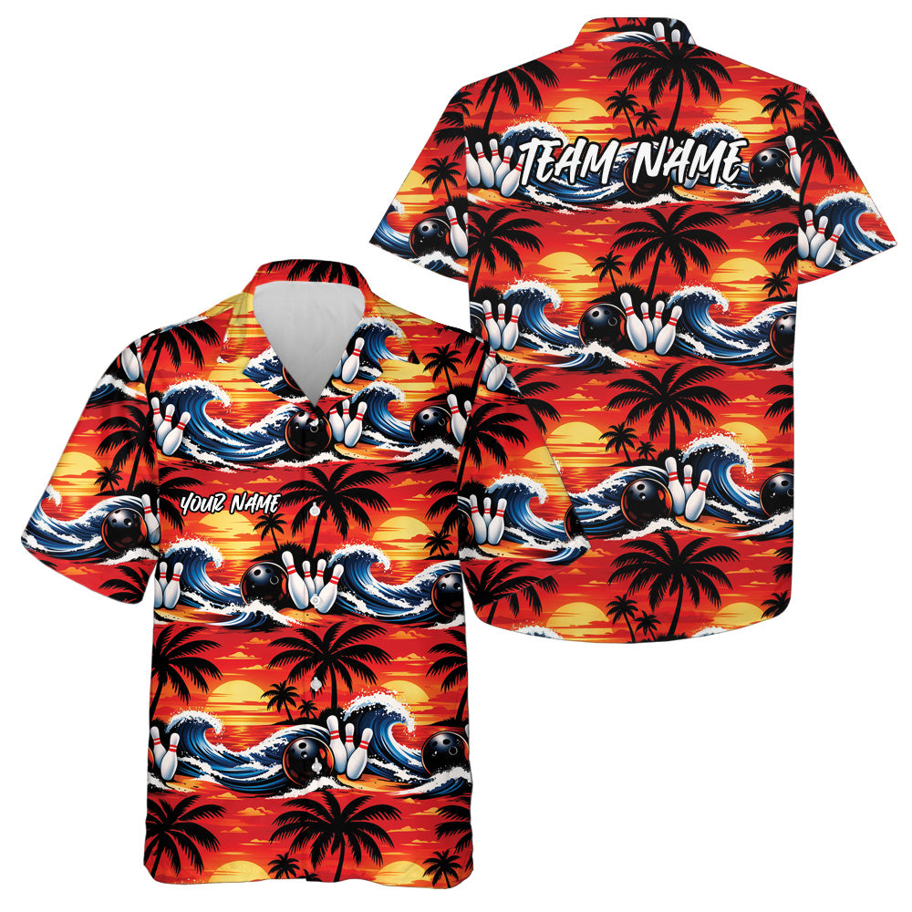 Custom Palm Tree And Sunset Scene Bowling Hawaiian Shirts For Men And Women Summer Outfit IPHW10833