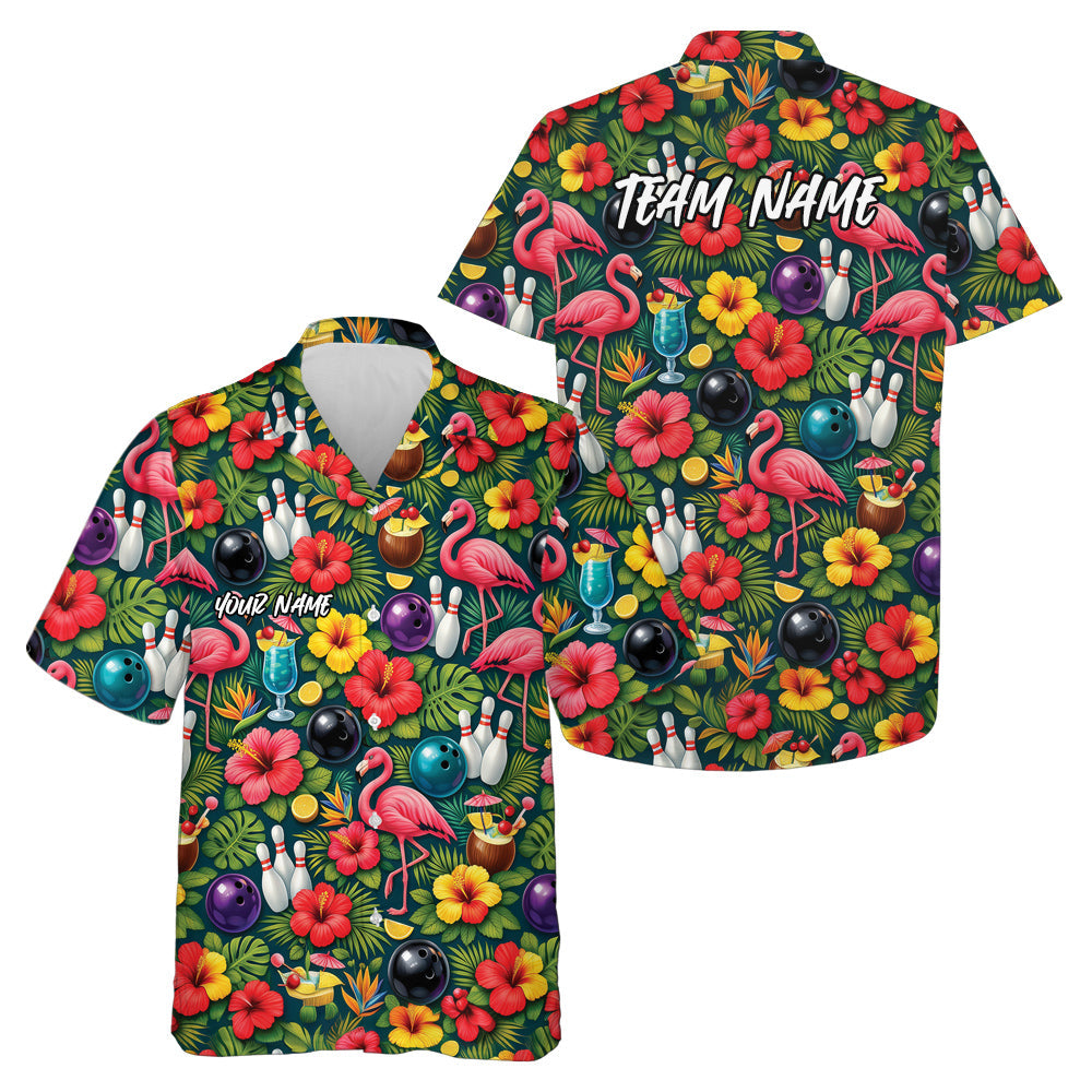 Custom Tropical Plants And Flamingo Hawaiian Bowling Shirt For Men And Women IPHW10852