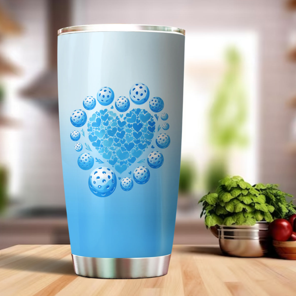 Custom Blue Heart Pickleball Tumbler Cup For Men And Women, Valentines Pickleball Couple IPHW8194