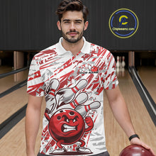 Load image into Gallery viewer, Red Camo Custom Funny Bowling Polo Shirts For Men, Bowling Team Tournament Shirt IPHW9397