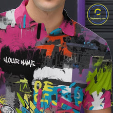 Load image into Gallery viewer, Custom Funny Graffity Colorful Bowling Polo Shirts For Men, Bowling Tournament Shirt IPHW9382