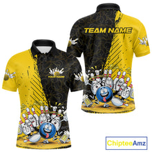 Load image into Gallery viewer, Custom Yellow Funny Bowling Men Polo Shirts, Bowling And Beer Party Bowlers Outfit IPHW9828