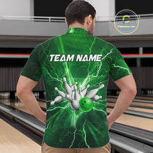 Load image into Gallery viewer, Men's Bowling Shirts Custom Green Lightning Thunder Bowling Team Jersey, gift for team Bowlers NQS10602