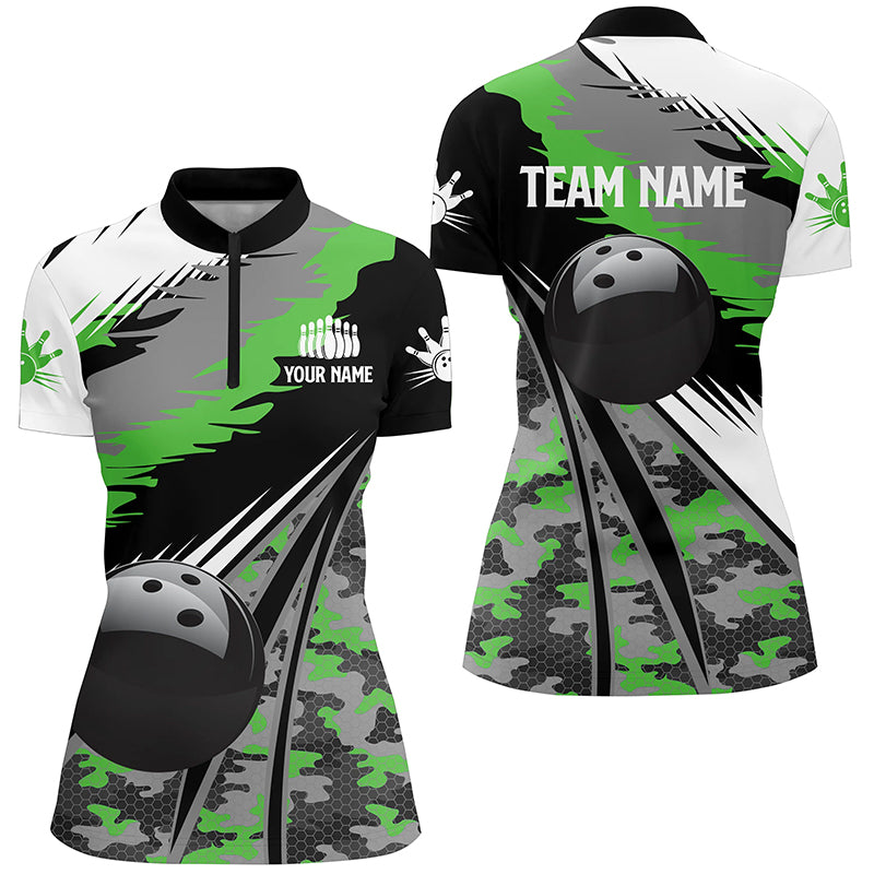 Custom bowling shirt for women – personalized team jersey front view