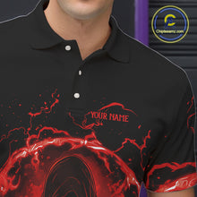 Load image into Gallery viewer, Mens bowling polo, 1/4 zip shirts Custom red flame skull bowling team jerseys, gift for Bowlers NQS10612