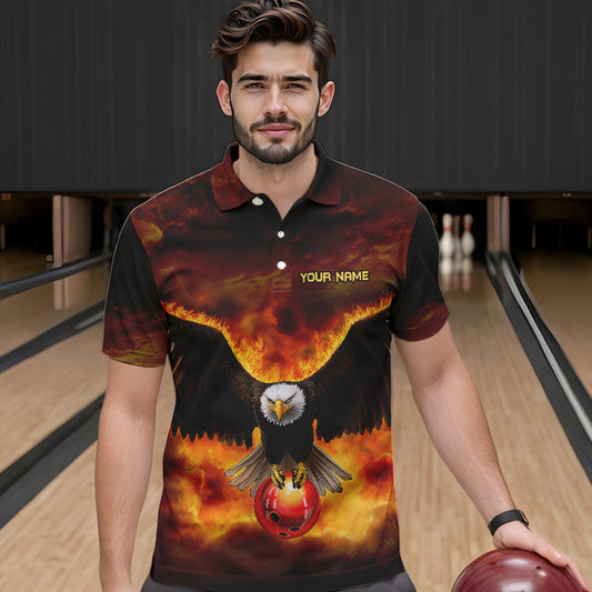 Personalized Flame Eagle Custom Bowling Team Shirts For Mens, Fire Eagle Bowling League Jersey NQS9512