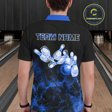 Load image into Gallery viewer, Personalized Men's bowling shirts Blue lightning Bowling Ball Pins bowling jerseys for Bowler NQS10633
