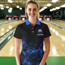 Load image into Gallery viewer, Personalized Women's bowling shirts Blue lightning Bowling Ball Pins bowling jerseys for Bowler NQS10633