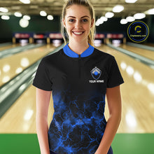 Load image into Gallery viewer, Personalized Women's bowling shirts Blue lightning Bowling Ball Pins bowling jerseys for Bowler NQS10633