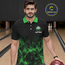 Load image into Gallery viewer, Personalized Men's bowling shirts Green lightning Bowling Ball Pins bowling jerseys for Bowler NQS10635