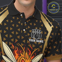 Load image into Gallery viewer, Custom Black and Gold Bee Bowling Polo, Quarter Zip Shirts For Men, Bee Bowling Team Bowlers Outfit NQS10911