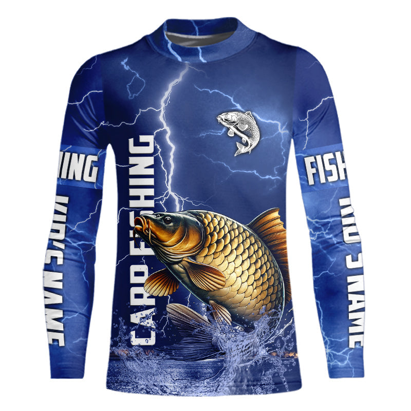 Carp Fishing blue lightning jerseys custom performance Long Sleeve tournament fishing shirts NQS9235