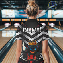 Load image into Gallery viewer, Funny Bowling Shirts Black & Silver Metal Team Women Bowling Polo, 1/4 Zip Shirt Custom bowling gifts NQS10942