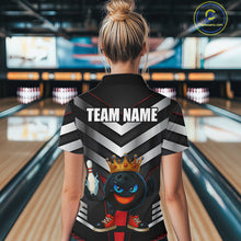 Load image into Gallery viewer, Funny Bowling Shirts Black & Silver Metal Team Women Bowling Polo, 1/4 Zip Shirt Custom bowling gifts NQS10942