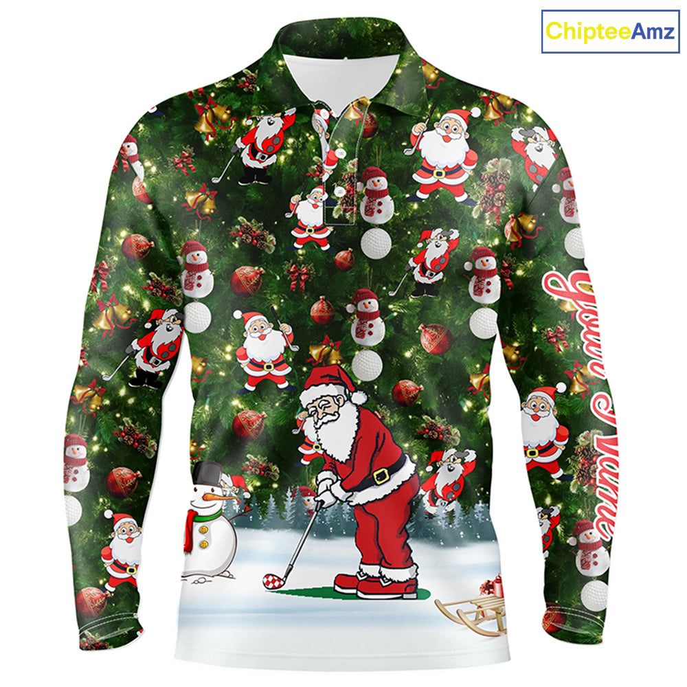 Funny Christmas golf shirt custom name Mens golf polo shirt - Santa Golfer Christmas gifts NQS4212