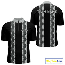 Load image into Gallery viewer, Retro Gray argyle pattern Black Bowling shirts For Men custom bowling team jerseys Bowler Outfits NQS10545