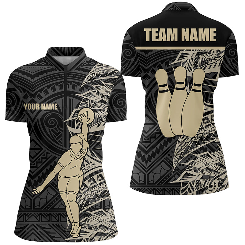 Custom bowling shirt for women – personalized team jersey front view