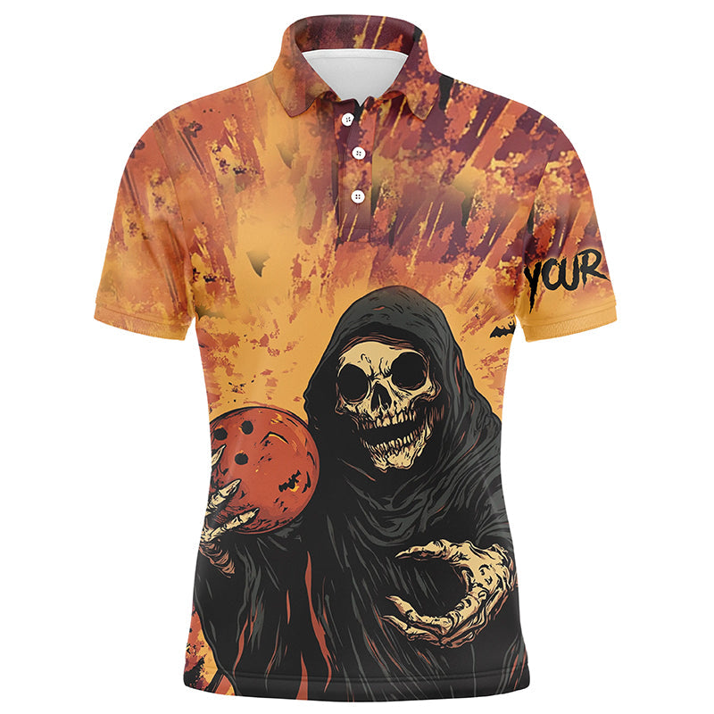 Halloween Skull Bowling custom Mens Bowling Polo, Quarter Zip Shirts, gift for team bowlers jerseys NQS8183