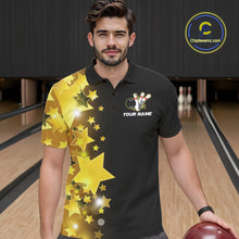 Load image into Gallery viewer, Men bowling Polo, Quarter Zip shirts Custom Gold Stars Bowling Team Bowlers Jersey NQS10599