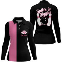Load image into Gallery viewer, Splits'n Giggles Bowling polo Shirt For Women Personalized pink retro bowling Jersey NQS5967