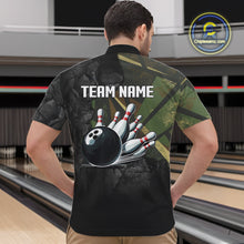Load image into Gallery viewer, Green Camo Black Bowling Polo, Quarter Zip Shirts for Men Custom Team Bowling Jersey NQS10929
