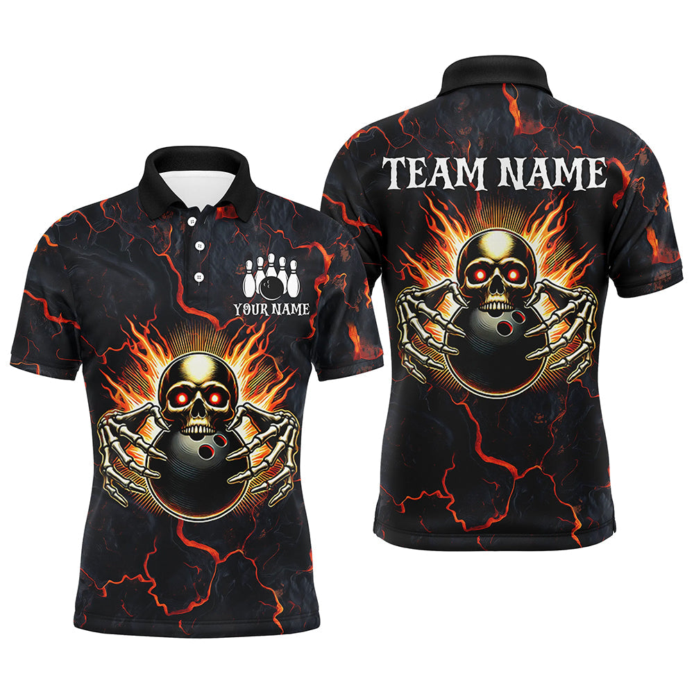 Custom Bowling Shirt for Men Personalized Skull Bowling Jersey Bowling Team League Polo, 1/4 Zip Shirt NQS8376