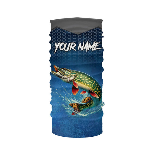 Blue camo Northern Pike fishing Custom performance long sleeve team Pike fishing tournament shirts NQS7772