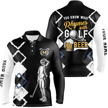 Load image into Gallery viewer, Funny golf skull polo shirts you know what rhymes with golf beer custom black golf performance shirts NQS7616