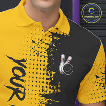 Load image into Gallery viewer, Yellow and Black Bowling Polo, Quarter Zip shirts for Men Custom Bowling Team Jerseys NQS10880
