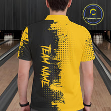 Load image into Gallery viewer, Yellow and Black Bowling Polo, Quarter Zip shirts for Men Custom Bowling Team Jerseys NQS10880