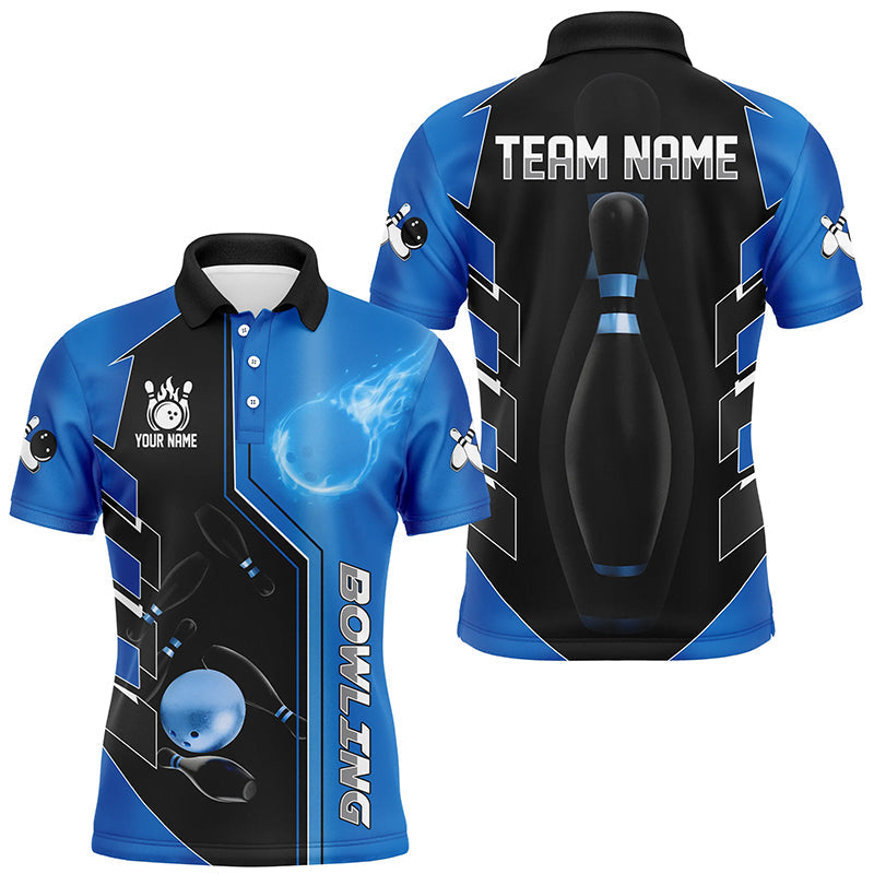 Blue And Black Bowling Shirts For Men custom bowling ball pins Team Bowling Jerseys Bowler Outfits NQS8299