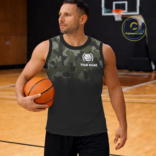Black and Green Camo Basketball Team Jerseys Custom American Flag Patriotic Basketball Shirts NQS11356
