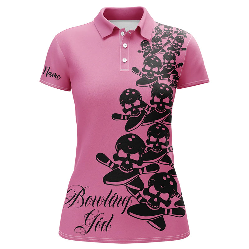 Custom bowling shirt for women – personalized team jersey front view