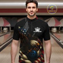 Load image into Gallery viewer, American Flag Eagle Black Bowling Shirts For Men Custom Patriotic Bowling Team Jersey gift for Bowler NQS10606