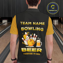 Load image into Gallery viewer, Bowling & Beer therefore i'm here custom funny Bowling shirts for Men, Bowling team apparel NQS10274