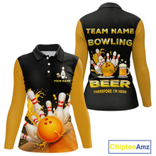 Load image into Gallery viewer, Bowling & Beer therefore i'm here custom funny Bowling shirts for Women, Bowling team apparel NQS10274