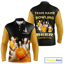 Load image into Gallery viewer, Bowling & Beer therefore i'm here custom funny Bowling shirts for Men, Bowling team apparel NQS10274