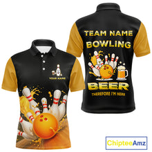 Load image into Gallery viewer, Bowling & Beer therefore i'm here custom funny Bowling shirts for Men, Bowling team apparel NQS10274