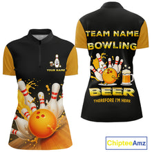 Load image into Gallery viewer, Bowling & Beer therefore i'm here custom funny Bowling shirts for Women, Bowling team apparel NQS10274