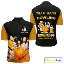 Load image into Gallery viewer, Bowling & Beer therefore i'm here custom funny Bowling shirts for Men, Bowling team apparel NQS10274